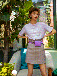 AIRIQI蕊崎女装新品淡紫色字母系列T恤