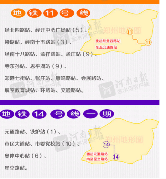 5年后郑州12条地铁线路详图（含站点）