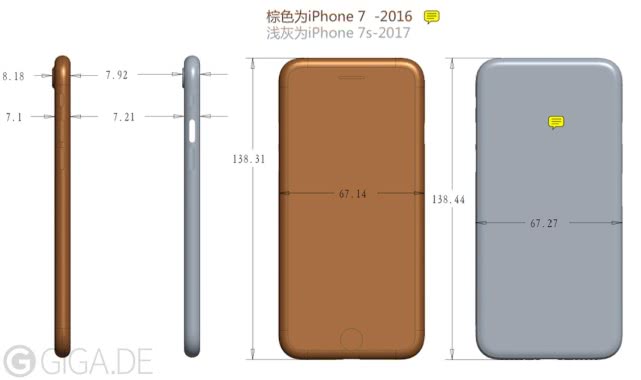 iPhone 7S设计图曝光 玻璃机身无线充电