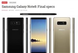 三星Note 8发布在即 配置细节曝光